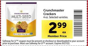Safeway Crunchmaster crackers offer