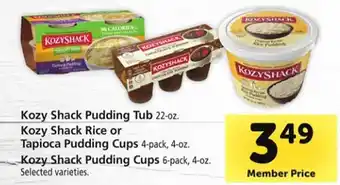 Safeway Kozy shack pudding tub, kozy shack rice or tapioca pudding cups, kozy shack pudding cups offer