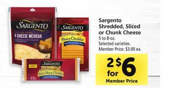 Safeway Sargento shredded, sliced or chunk cheese offer