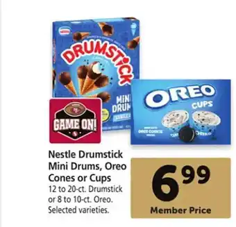 Safeway Nestle drumsticks mini drums, oreo cones or cups offer