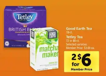 Safeway Good earth tea, tetley tea offer