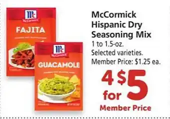Safeway Mccormick hispanic dry seasoning mix offer