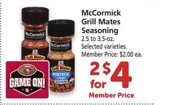 Safeway Mccormick grill mates seasoning offer