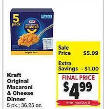 Family Fresh Market Kraft original macaroni & cheese dinner offer