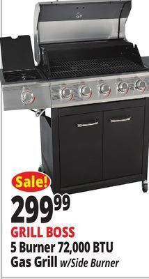 Ocean State Job Lot Grill boss 5-burner gas grill with side burner offer