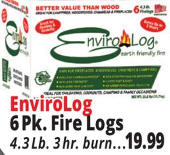 Ocean State Job Lot Enviro-log earth friendly firelog, 6-pack offer