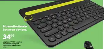 Staples Logitech K480 Wireless Bluetooth Compact Multi-Device Keyboard offer