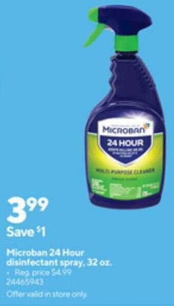 Staples Microban 24Hour Disinfectant Spray 32 oz offer