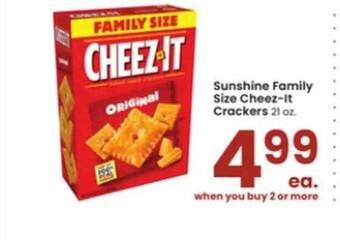 Albertsons Sunshine family size cheez-it crackers offer