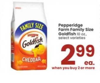 Albertsons Pepperidge farm family size goldfish offer