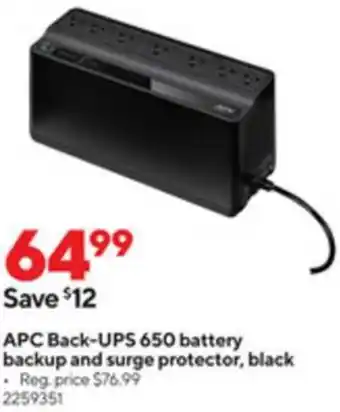 APC Back-UPS 650 Battery Backup And Surge Protector, Black