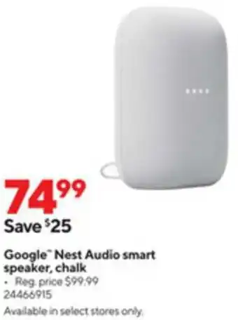 Staples Google Nest Audio Smart Speaker, Chalk offer
