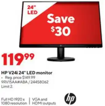 Staples HP V24i 24 Led Monitor offer