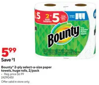 Staples Bounty 2-Ply Select-a-Size Paper Towels offer
