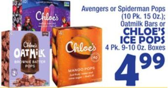 Bravo Supermarkets Chloe's ice pops 4 pk. 9-10 oz. boxes offer