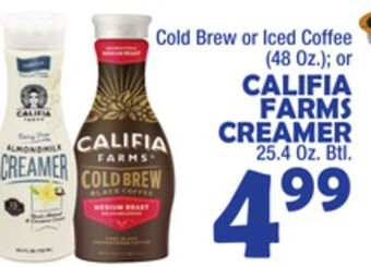 Bravo Supermarkets Califia farms creamer 25.4 oz. btl offer