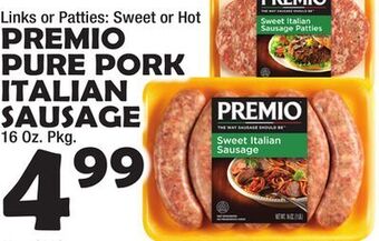 Bravo Supermarkets Premio pure pork italian sausage offer