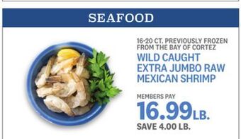 Kings Food Markets Wild caught extra jumbo raw mexican shrimp offer