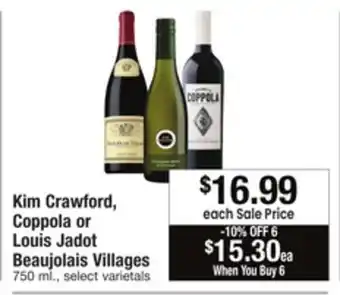 ACME Kim crawford, coppola or louis jadot beaujolais villages offer