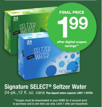 ACME Signature select® seltzer water offer