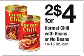 ACME Hormel chili with beans or no beans offer