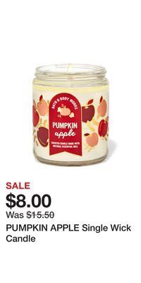 Bath & Body Works Pumpkin apple single wick candle offer