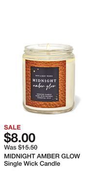 Bath & Body Works Midnight amber glow single wick candle offer