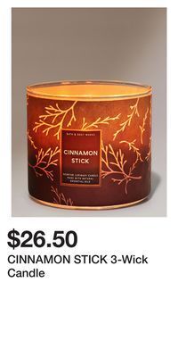 Bath & Body Works Cinnamon stick 3-wick candle offer