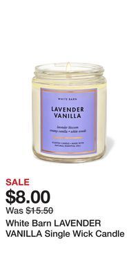 Bath & Body Works White barn lavender vanilla single wick candle offer
