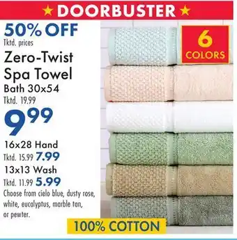 Boscov's Zero-twist spa towel bath offer