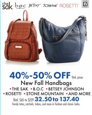Boscov's New fall handbags offer