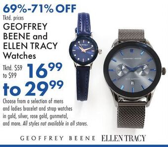 Boscov's Geoffrey beene and ellen tracy watches offer