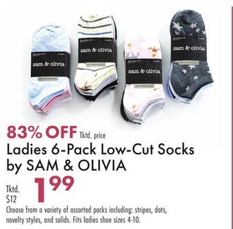 Boscov's Ladies 6-pack low-cut socks by sam & olivia offer