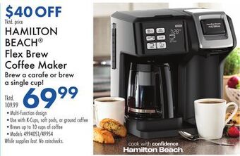 Boscov's Hamilton beach® flex brew coffee maker offer