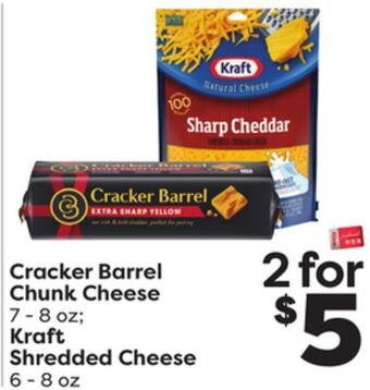Weis Markets Cracker barrel chunk cheese 7-8 oz kraft shredded cheese 6-8 oz offer
