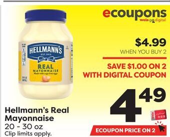 Weis Markets Hellmann's real mayonnaise offer