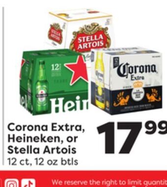 Weis Markets Corona extra, heineken, or stella artois offer