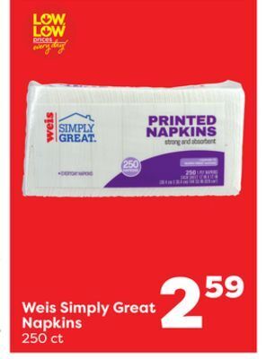 Weis Markets Weis simply great napkins offer