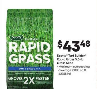 Lowe's Scotts® turf builder® rapid grass 5.6-lb grass seed offer