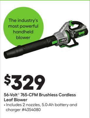 Lowe's 56-voltg 765-cfm brushless cordless leaf blower offer
