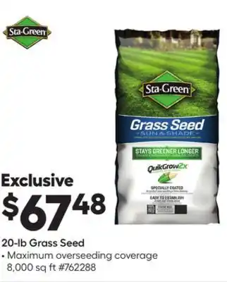 Lowe's 20-lb grass seed offer