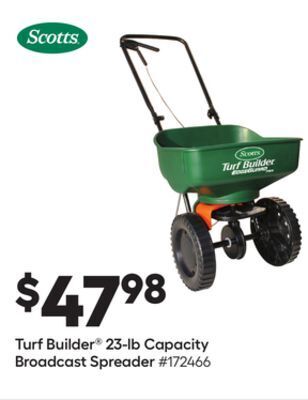 Lowe's Turf builder® 23-lb capacity broadcast spreader offer