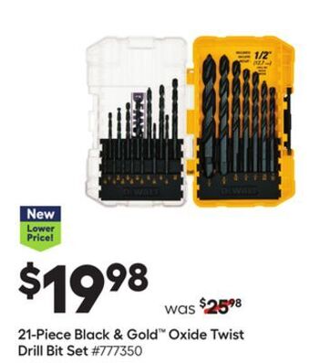 Lowe's 21-piece black & gold™ oxide twist drill bit set offer
