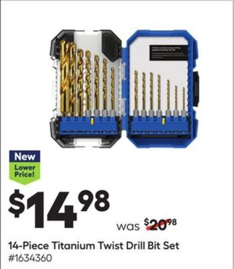 Lowe's 14-piece titanium twist drill bit set offer