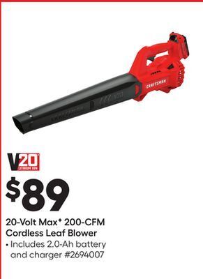 Lowe's 20-volt max f 200-cfm cordless leaf blower offer
