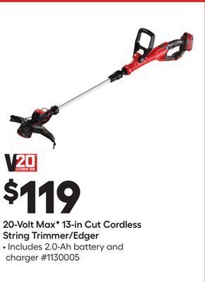 Lowe's 20-volt max f 13-in cut cordless string trimmer/edger offer