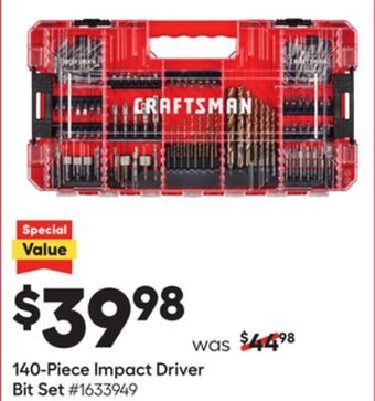 Lowe's 140-piece impact driver bit set offer