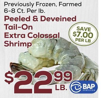 DeCicco & Sons Peeled & deveined tail-on extra colossal shrimp offer