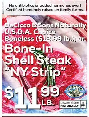 DeCicco & Sons Decicco & sons naturally bone-in shell steak" ny strip" offer