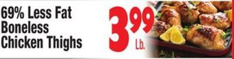 King Kullen 69% less fat boneless chicken thighs offer